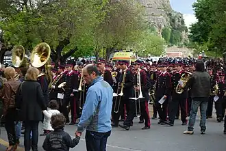 A Philharmonic Society performing during an event.
