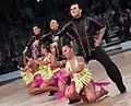 Fishnet tights worn by professional dancers