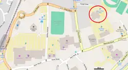 Map of Spalding town centre, with the site of the shooting circled in red.