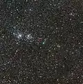 C/2017 T2 (centre) passing near the Double Cluster on January 23, 2020