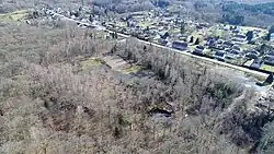 General aerial view of the slag heap.