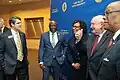 Blackmon with U.S. Secretary of Agriculture (USDA) Secretary Sonny Perdue meet and other leaders at the Fort Valley State University (FVSU) Ham and Egg Legislative Breakfast (2019)