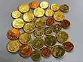 An assortment of chocolate coin designs