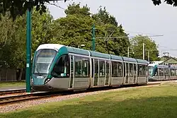 A Citadis 302 tram in August 2020