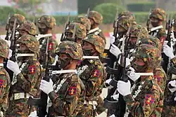 Myanmar Army soldiers during the 2021 Armed Forces Day parade