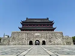 Fengyang Drum Tower in August 2024, prior to a roof collapse in May 2025