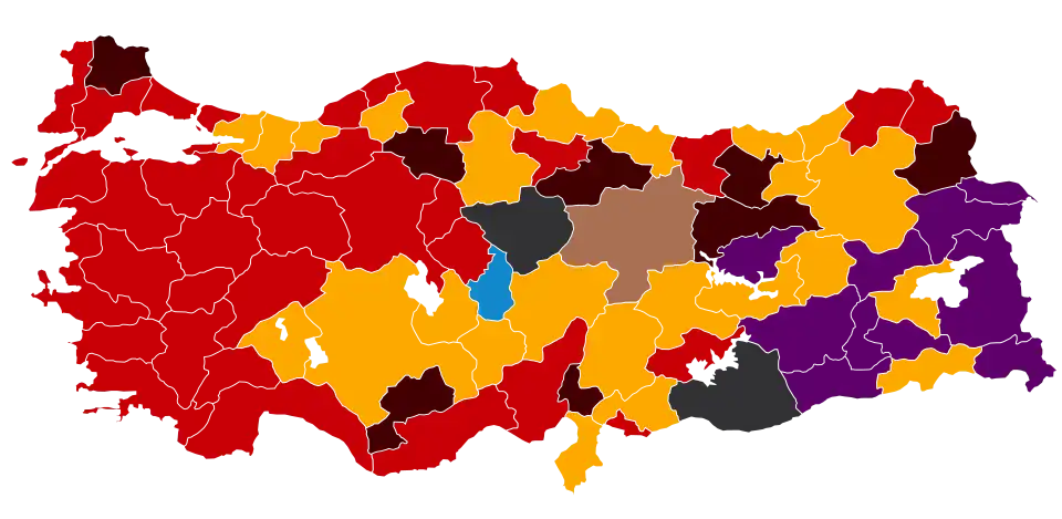 &nbsp;&nbsp;&nbsp;&nbsp;&nbsp;CHP (35) &nbsp; &nbsp;&nbsp;&nbsp;&nbsp;&nbsp;AK Party (24) &nbsp; &nbsp;&nbsp;&nbsp;&nbsp;&nbsp;DEM (10) &nbsp; &nbsp;&nbsp;&nbsp;&nbsp;&nbsp;MHP (8) &nbsp;&nbsp;&nbsp;&nbsp;&nbsp;YRP (2) &nbsp; &nbsp;&nbsp;&nbsp;&nbsp;&nbsp;İYİ (1) &nbsp; &nbsp;&nbsp;&nbsp;&nbsp;&nbsp;BBP (1)