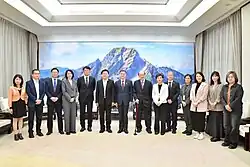Representatives from the Executive Yuan and legislative caucuses across party lines convene to discuss US tariff policy.