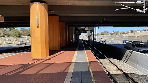 Southbound view of northbound platform from northernmost point in September 2025