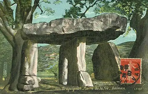 Postcard depicting the dolmen in 1907