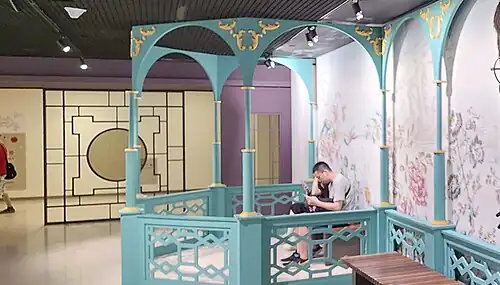 An oriental garden scene based on the Chinoiserie works of French Rococo artist Jean Pillement (1728–1808)