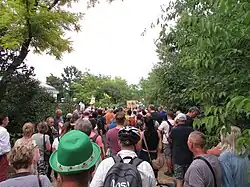 Protestors arriving at Hatvanpuszta
