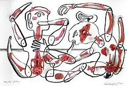 Decent fellatio, assemblage, ink on paper, 2017
