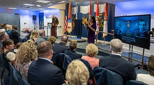 Randy A. George speaks at the Pentagon Hall of Heroes Induction Ceremony for Wilson and Philip G. Shadrach (July 4, 2024)