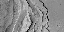 Tilted layers formed when ground collapsed, as seen by HiRISE, under HiWish program