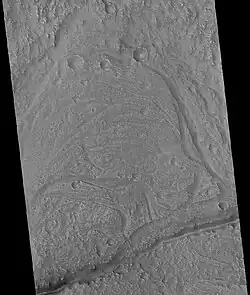 Stream meander and cutoff, as seen by HiRISE under HiWish program.