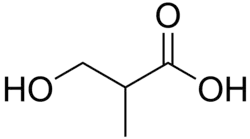 2D representation of the chemical structure of 3-Hydroxyisobutyric acid .