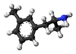 Ball-and-stick model of the 3-methylamphetamine molecule
