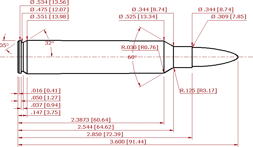 300 Remington Ultra Magnum Cartridge SAAMI Schematic