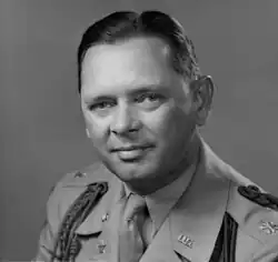 Black and white head and shoulders photo of Lieutenant Colonel Derrill M. Daniel in dress uniform, circa 1946