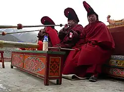 Domthok Monks playing Tibetan Trumpets