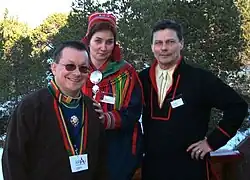 Former presidents of the Sámi Parliament of Norway wearing traditional Sámi clothing.