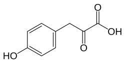 2D representation of the chemical structure of 4-Hydroxyphenylpyruvic acid.