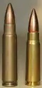 7.62×45mm cartridge (left) and 7.62×39mm cartridge (right).