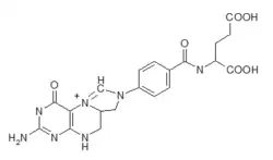 2D representation of the chemical structure of 5,10-Methenyltetrahydrofolate .