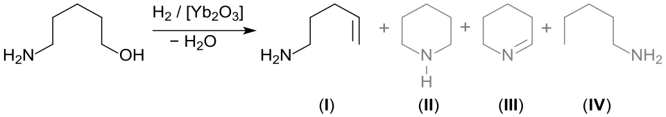 dehydration of 5-amino-1-pentanol