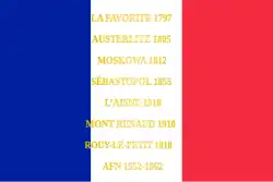 Colour of 57e régiment d'infanterie, showing battles they participated.