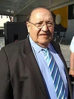 Torres at a ceremony in Union City, New Jersey, where was honored with a star at Celia Cruz Plaza.