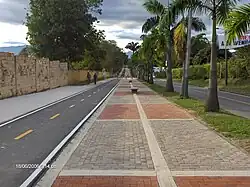 Street in front of the stadium and the Francisco Julian Olaya school