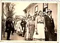 A group of Banat Swabians in 1940, celebrating 'Kirchweih' (or 'Kerwei' in their local dialect)[53]