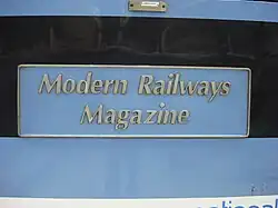 The Modern Railways nameplate of Class 90 no. 90006