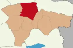 Map showing Ağrı District in Ağrı Province