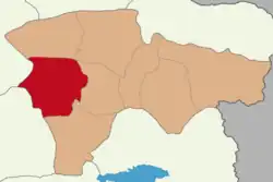 Map showing Tutak District in Ağrı Province