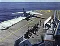 A3D-2 Skywarrior of VAH-4 launching from Ticonderoga in 1960