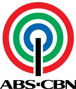 ABS-CBN logo, depicting red, green and blue arcs and thick black column, forming a spinning top shape (trumpo in Tagalog).