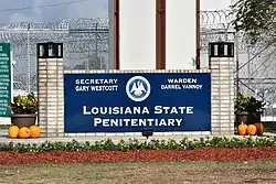 The entrance sign to Louisiana State Penitentiary