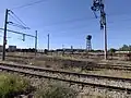 The freight warehouses.