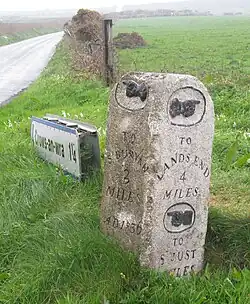 B3306 near Land's End Airport, marked "A.D. 1836"