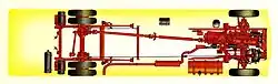 Rear-entrance AEC Bridgemaster chassis layout.[8]