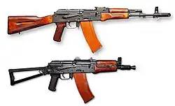 AK-74 and AKS-74U with Bakelite magazines and pistol grips