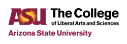 The ASU logo, the letters ASU with a sunburst around the S, next to the words "The College of Liberal Arts and Sciences" on two lines with the words "Arizona State University" in a third line at the bottom left