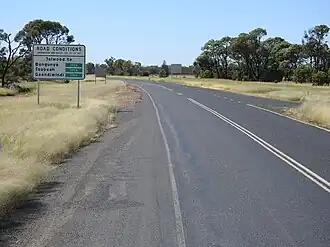 Road conditions sign, Talwood