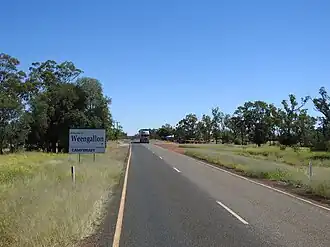 Weengallon locality sign, eastern approach (2021)