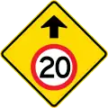(MR-WDAD-2) Speed Limit Ahead (20&nbsp;km/h) (used in Western Australia)