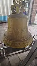 1913 BB&CI Railway Bell at the station. This used to hang in a signal cabin at the north of the station, but was shifted when the cabin was demolished for platform extension[15]