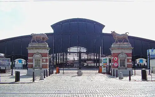 Entrance and Great Hall of the Abattoirs of Anderlecht (main slaughterhouse in Brussels)